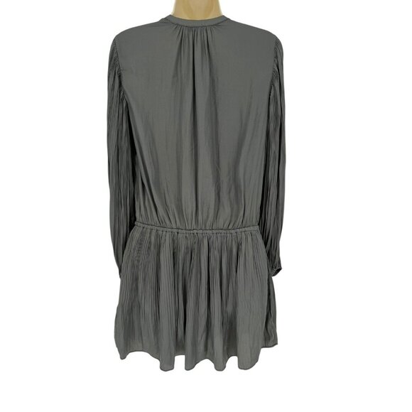 Mustard Seed Women's Mini Dress Pleated Gray Balloon L/S Belted Size S NWT - Picture 7 of 15